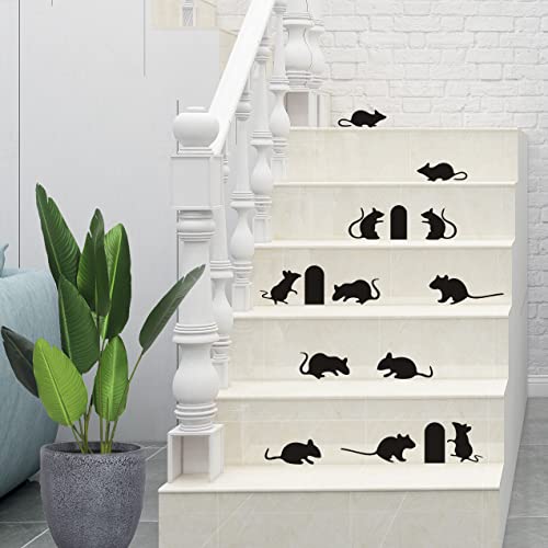 Drwssr 2023 New Mouse And Mouse Hole Wall Decals Living Room Stair Decorative Wall Stickers Diy Removable Peel And Stick Wall Art Mural Kids Animal Stickers For Bedroom Kids Room Nursery Office #TOP4