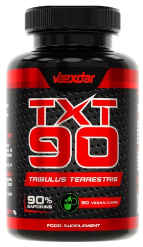 Vaexdar TXT90 | 2100 mg de Tribulus Terrestris con 90% Saponinas | Precursor de Testosterona | Aumenta la Masa Muscular | Mejora la Libido | 90 Cápsulas Vegetales | Testado en Laboratorio