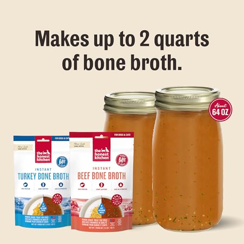 Image of The Honest Kitchen Human Grade Daily Boosts Instant Beef Bone Broth with Turmeric for Dogs 3.6 Ounces