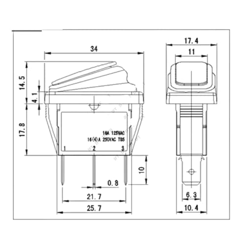 Interruptor basculante KCD3 de 34x17,5 mm con diseño robusto para montajes limpios 7