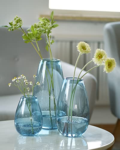 CASAMOTION Glass vase for Flowers Blue seeded Bubbles Home Decor Gift for Coffee Table 6" Height - Image 4