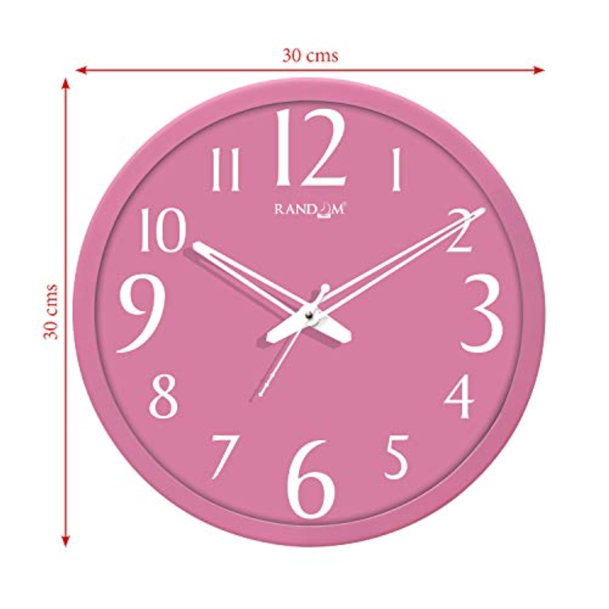 Pink and White 12-inch Wall Clock with Glass