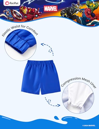 Image of Disney Marvel Spiderman Swimsuit Rash Guard Shirt & Swim Trunks Stitch Boys Swim Set UPF 50+ Summer Kids Bathing Suit 3M-13T