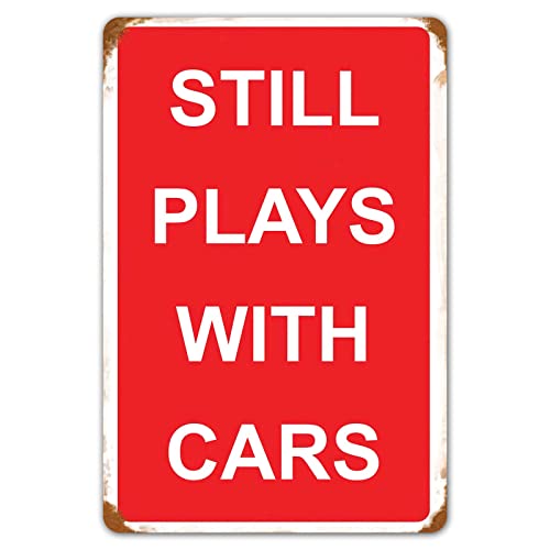 HomDeo Funny Vintage Plays with Cars Metal Sign Garage Man