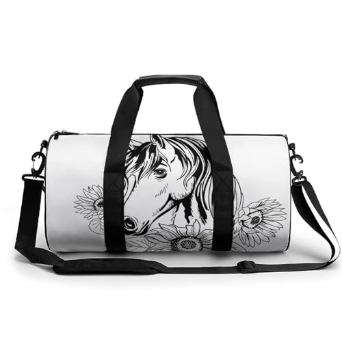 Sac de sport cheval floral 45cm pour gym et voyage duffel bag pratique