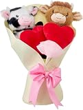 CHANGYUE Regalo di peluche per San Valentino con mucca delle Highland, peluche ripieno di cuori e fiocco rosa, decorazioni romantiche, regali per lei e per lui