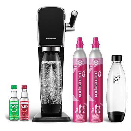 SodaStream - ART Sparkling Water Maker | VALUE BUNDLE | CQC CO2 system | Includes 2x CO2 Cylinders, 2x 32 Fl Oz Dishwasher Safe Bottles, 2x Bubly Flavor Drops...