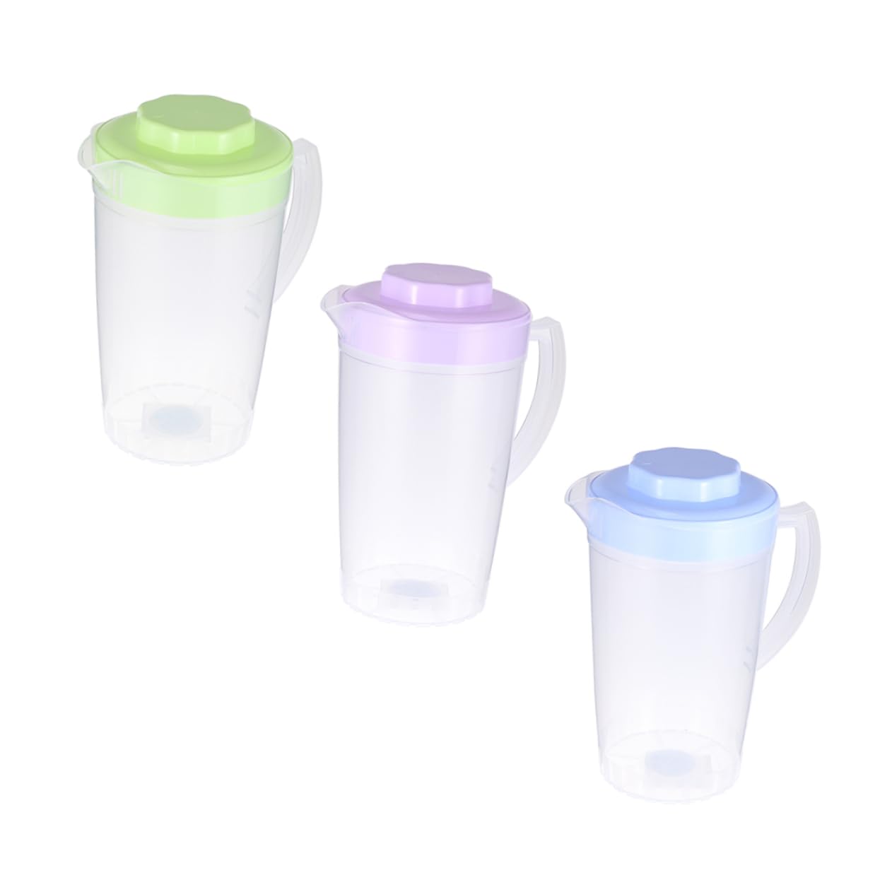 ULTECHNOVO Paquete de 3 Jarras de Plástico de 2l Tapa, Diseño Práctico y Mango Cómodo para Agua, Zumo y Bebidas en Restaurante o Hogar