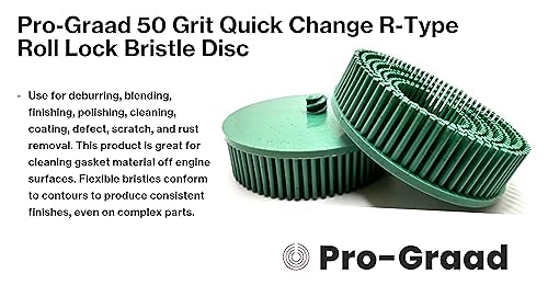Image of 2 Pack 3 inch 50 Grit Green R-Type Bristle Disc | Ceramic-Aluminum Oxide Abrasive Bristle Disc with Quick Change Roll Lock | Pack of 2 | Green