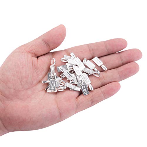 Housweety 50pcs Tag Glue on Bail 21x7mm (Silver Plated)