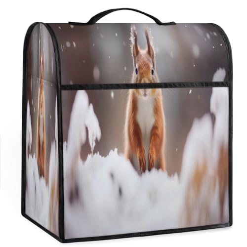 Coffee Maker Cover Winter Squirrel Kitchen Appliance Covers Small Appliance Covers Blender Cover Juicer Cover Dust Covers for Kitchen Appliances with Top Handle and Pockets,Washable,B949