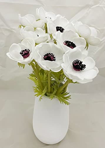 Lebritamfa 10Pcs Artifical Real Touch Pu Anemone Flower Bouquet Room Home Decor (White - 10Pcs) #TOP5