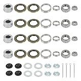4 Sets 25580 14125A Boat Trailer Axle Bearings Kit, 22333TB/10-36 Grease Seals, 2.72'' Dust Caps Spindle Nuts Cotter Pins Washers for 5200-7000 lbs Tandem Axles #D42 Spindle