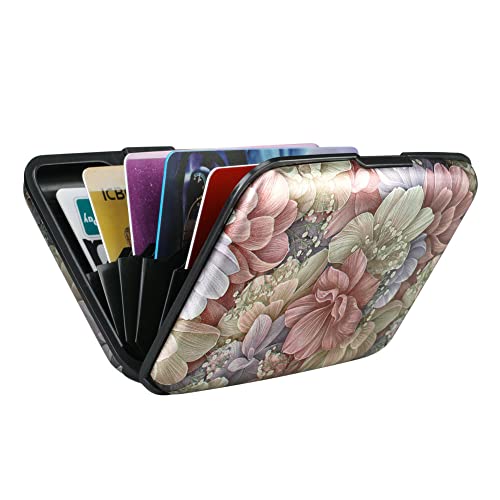 Elfish Elfish Mini Rfid Aluminum Wallet Credit Cards Holder Business Card Case Metal Id Case For Men Women（Happy Flower thumb #5