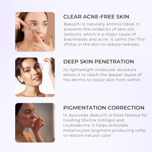 Image of Bakuchi Oil (Bakuchiol) For Skin & Hair Care | Acne, Aging, Pigmentation & Uneven Tone | Suitable For Sensitive Skin | 100% Pure & Natural- 30ml