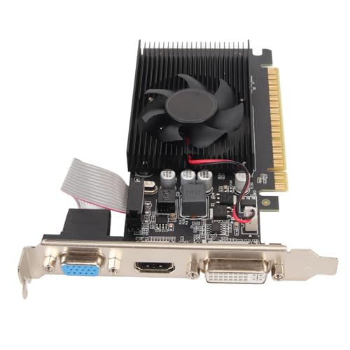 Tarjeta Gráfica GT610 2GB GDDR3 de 64 bits, HDMI, DVI, VGA, Tarjeta de Video para PC, GPU para Computadora de Escritorio, PCI Express 1.1 X 16, con Ventilador de Refrigeración