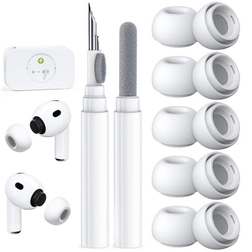 Image of 5 Pairs Replacement Ear Tips for AirPods Pro 3 (Medium-White) | (5 Size Medium)Silicone Ear Tips with Cleaner kit,Noise Reduction Holewith & Built-in dust Guard Screen