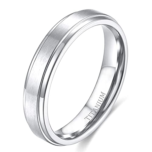 Zakk Bague de fiançailles en titane pour homme et femme - En argent brossé - 4 mm, 6 mm, 8 mm (4mm,63 (20.1))