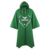 NFL Philadelphia Eagles Kelly Green Waterproof Rain Premium Poncho for Adults, Sporty Rainy Ponchos for Men and Women, with Sleeve holes & Hood for extra protection. Coat Weather Jacket - Reusable