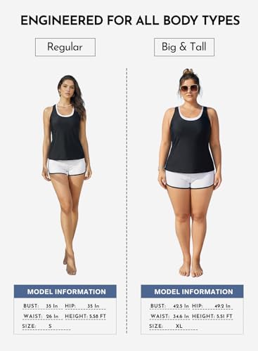 Image of Aleumdr Womens Athletic 3 Piece Tankini Swimsuits with Shorts Swim Tank Tops with Sports Bra and Boyshorts Bathing Suits