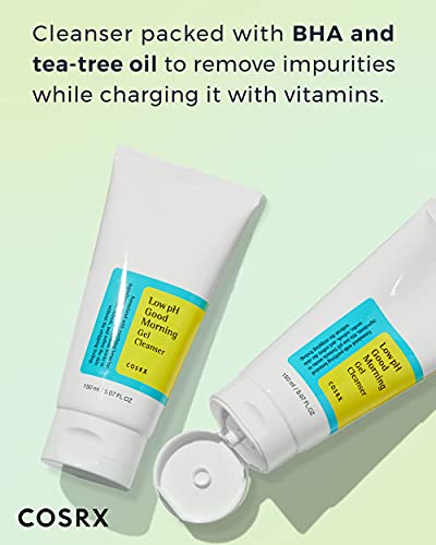 COSRX Low pH Good Morning Gel Face Cleanser, 5.07 fl oz, BHA Face Wash, Daily Mild Face Cleanser for Sensitive Skin, PH Balancing, Korean Skin Care, Korean Face Wash
