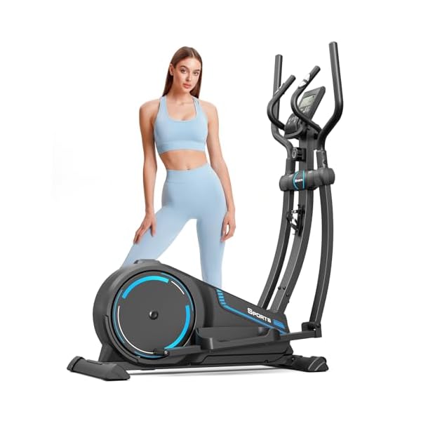 Dripex Elliptical Cross Trainer For Home, Ultra Quiet Magnetic Elliptical Machine w/16 Levels Resistance, 8KG Flywheel, 15.3IN Stride, Multifunctional LCD Monitor, Pulse Sensor, Device Holder