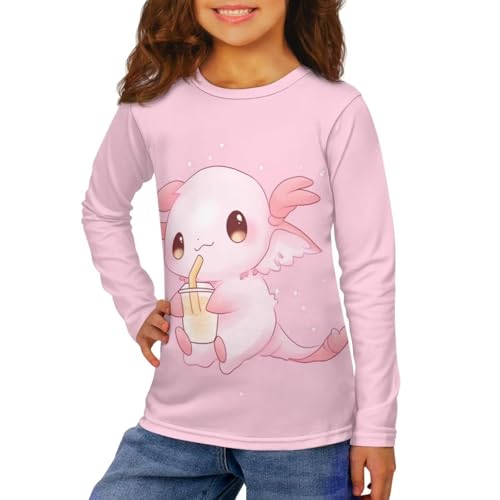 Image of Girls Long Sleeve Shirt with Cute Graphic Casual Pullover Tops 3-16Y