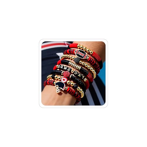 CSIYANJRY99 Game Day Bracelets for Women Football Mom Accessories Gameday Outfits Red Black Blue Heishi Beaded Stretch Sports Game Team Stacking Bracelets