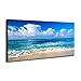 Blue Beach Theme Modern Stretched and Framed Seascape 1 Panels Giclee Canvas Prints Artwork Landscape Pictures Paintings On Canvas Wall Art for Home Decor and Office Decorations 20"x40"inch x 1 Pcs