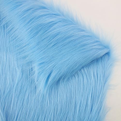 Long Pile Faux Fur Faux Plush Muffler Scarf Dolls Jewelleries Displaying Backdrop Product Photo Backdrop, Great for Nail Art, Fluffy Cushion 20x65 in (Light Blue 0.5M)
