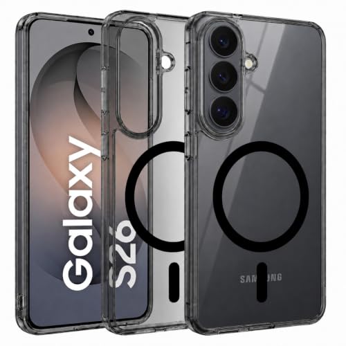 Image of Elzzi Anti Scratch Semi Translucent Cover for Samsung S26 Case, Premium PC + TPU Magnetic Phone Cases Drop Proof, Compatible with Magsafe Slim Never Yellowing Shockproof
