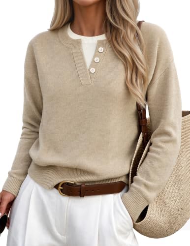MEROKEETY Womens Fall Oversized Pullover Sweater Layered Neck Hen...