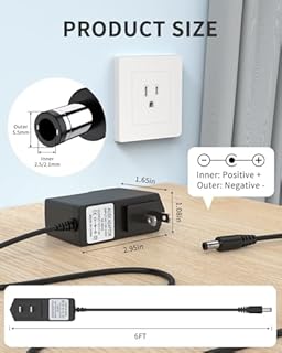 12V 2A Power Supply AC Adapter Replacement with 8 Tips, Regulated 12 Volts 2000mA Cord Charger for LED Strip Light, CCTV Camera, GPS, Webcam, Router, BT Speaker DC12V Transformer (6ft)