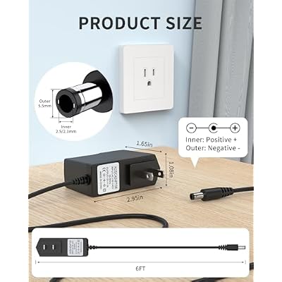 12V 2A Power Supply AC Adapter Replacement with 8 Tips, Regulated 12 Volts 2000mA Cord Charger for LED Strip Light, CCTV Camera, GPS, Webcam, Router, BT Speaker DC12V Transformer (6ft)