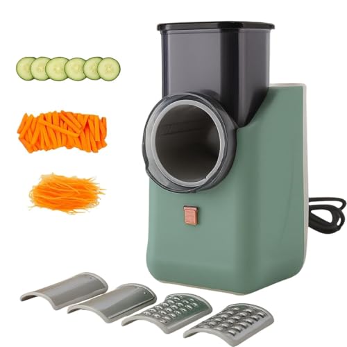 Cortador Picador Ralador Elétrico de Legumes Fatiar Ralar Cortar Legumes Batata Cenoura Ralador de Queijo (Verde)