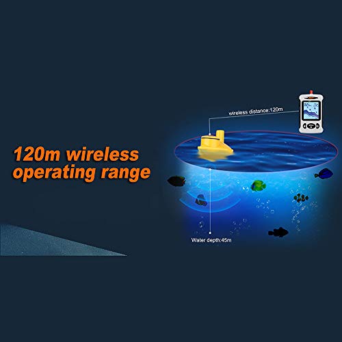 mewmewcat Transdutor de pesca,Sorte Remoto Sem Fio Sonar Sensor De Pesca Localizador Transdutor 45 M