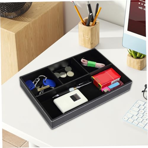 Organiseur de tiroir de bureau à 4 compartiments en cuir compact - 3