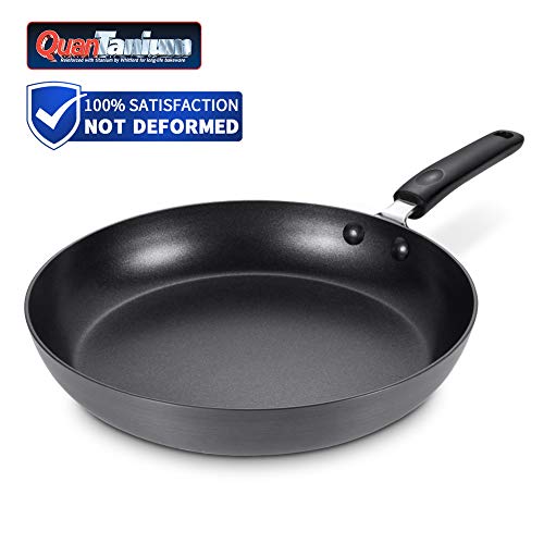 Frying Pan Nonstick, Hard Anodized Aluminum 9.5 Inch Skillet with Heat Resistant Handle, 3mm Thickness Omelette Pan No-warp, Dishwasher Safe, Black