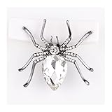 DYPASA Broche de Mujer Broche Singular extraña araña Negro Cristal Vidrio...