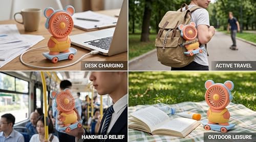 Image of HAND FAN FOR SUMMERS (ORANGE FAN)