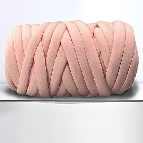 Arm Knitting Yarn for Chunky Braided Knot Throw Blanket DIY, Soft Extra Cotton Washable Tube Bulky Giant Yarn for Weave Craft Crochet (Shell Pink 0.55lb)