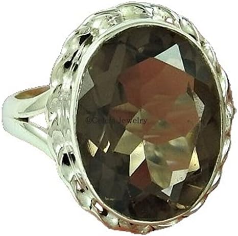 Smoky Quartz Natural Healing Gemstone Oval Ring, Designing Handmade Fine Jewelry For Women, Dainty Ring, Promise Solitaire Friendship Christmas Day Gifts Ring (smoky-quartz, Size 11)