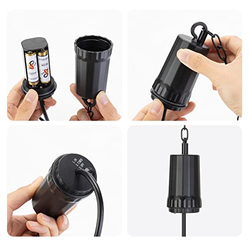 Battery Operated Hanging Light -Retro Decorative Lamp Black Metal Hanging Light Edison Bulb Lightswith 6 Hours Timer Outdoor Pendant Chandelier For Gazebo Porch Garden Patio Living Room Indoors Patio #TOP6