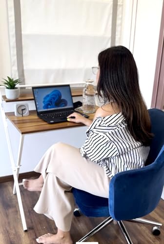 Image of BLUMUNO X-Plus Office Table for Sturdy Work Table for Home, Study, Office & Work from Home Setup I Foldable /No Assembly Required I Multipurpose Table (Posh Wooden Finish)
