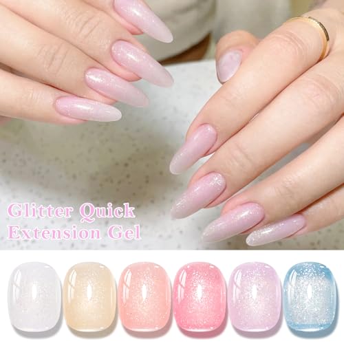 Set 6p Poly Gel uñas nude rosa púrpura azul celeste miniatura 4