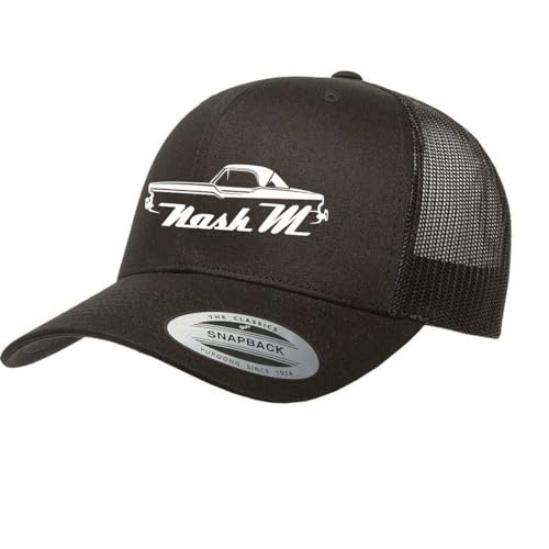 Maddmax Car Art Nash Metropolitan Convertible Fully Embroidered Yupoong 6606 Snapback Trucker Fitted Cap Black, Small-X-Large