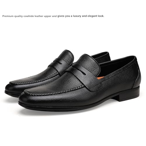 Men's Penny Loafer, Leather Slip-On Loafer Dress Shoes for Men Black2