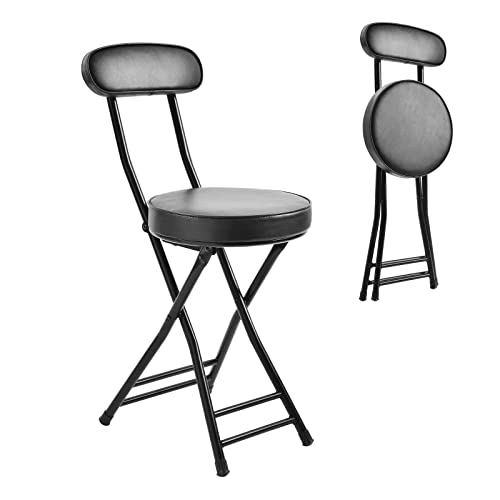 Taburete plegable acolchado acolchado, 4 taburetes de barra de altura de mostrador de 28.7 pulgadas, taburete plegable portátil con asa para pesca, senderismo, jardinería, viajes, barbacoa