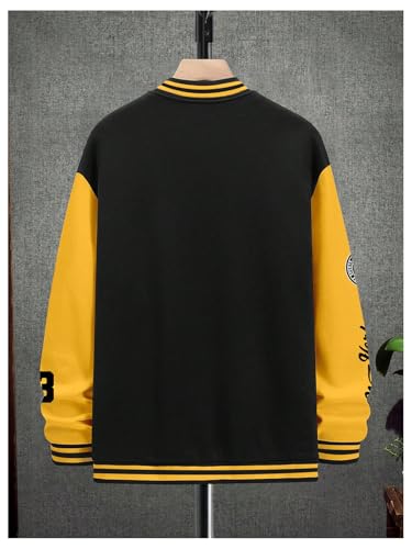SOLY HUX Men's Graphic Varsity Jacket Color Block Letter Print Long Sleeve Oversized Baseball Jacket2