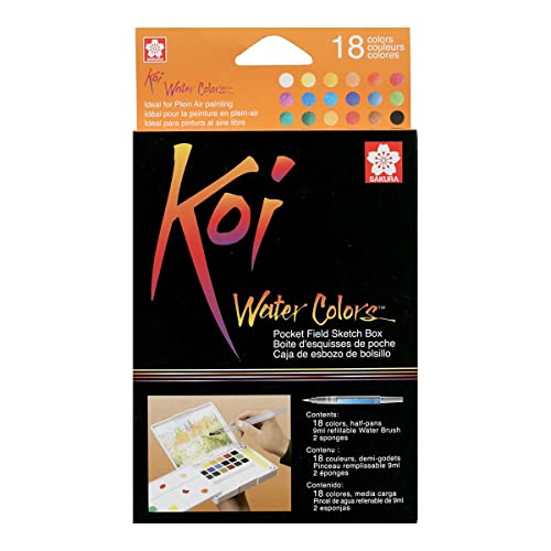 Sakura SAKURA Juego de acuarelas Koi, caja de 18 colores, set para bocetos